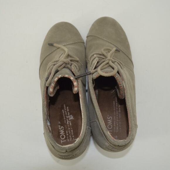 Women’s Taupe Suede Wedge Booties Lace-Up Ankle Boots Size 8 - Picture 10 of 11